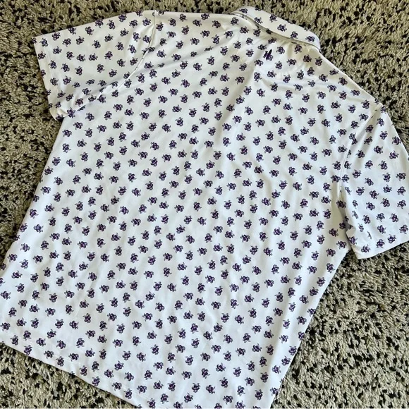Johnnie-O Polo Shirt TCU Logo All Over Print White Purple Short Sleeve Men’s XL - Picture 12 of 15
